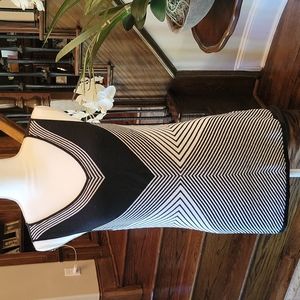 Antonio Melani Slimming Striped Pattern V-neck Sweater Tank Shell Black & White